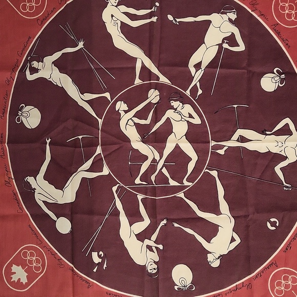 Source Unknown Accessories - Vintage Canadian Olympic Association Square Scarf Olympic Greek Figures 20"x 20"